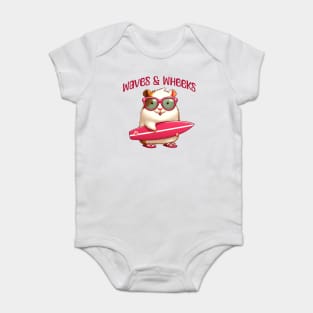 Waves & Wheeks funny summer surfing guinea pigs design Baby Bodysuit